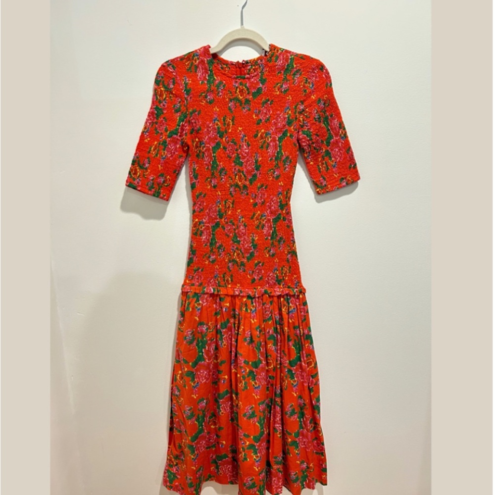 RHODE Zola Floral-Print Cotton Midi Dress